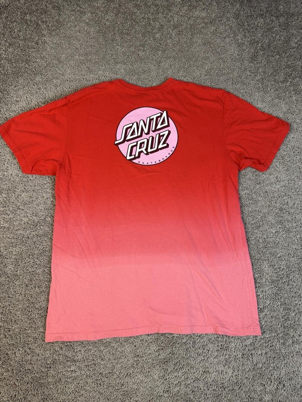 Santa Cruz Shirt Mens XL Red Graphic Crew Neck Short Sleeve Cotton Dip-Dye Ombre